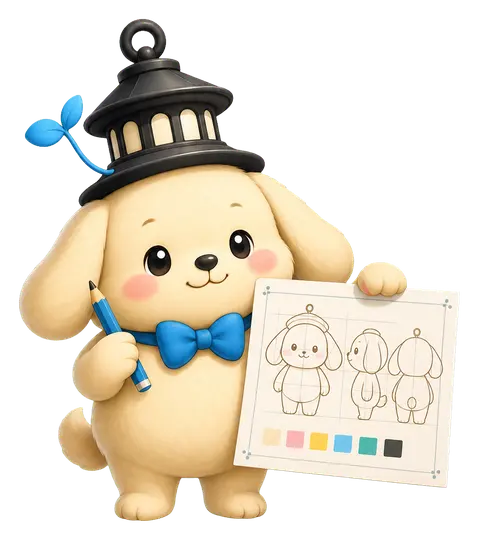 キャラクター設計図を持つマスコット