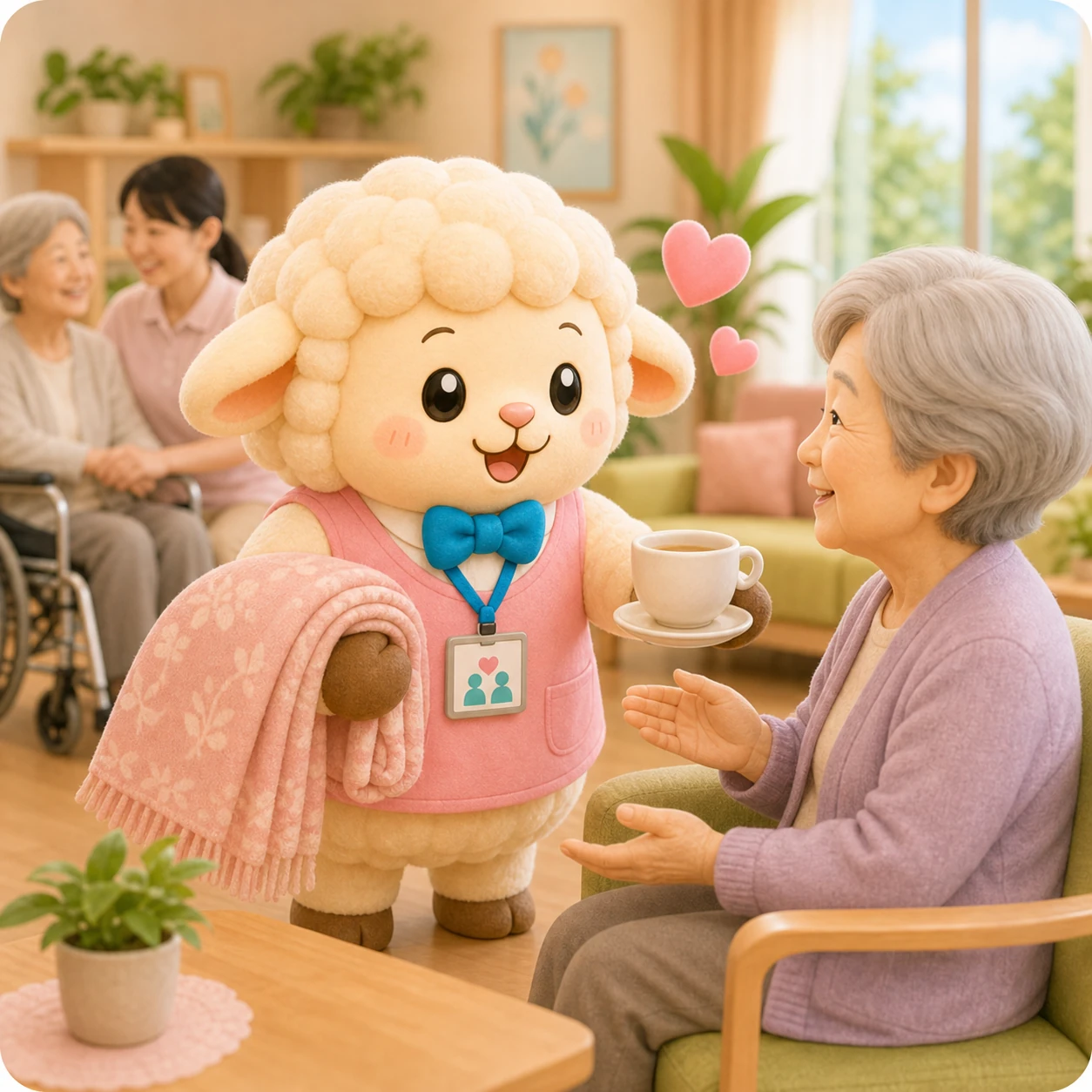 やさしさを伝えるひつじのキャラクターイラスト