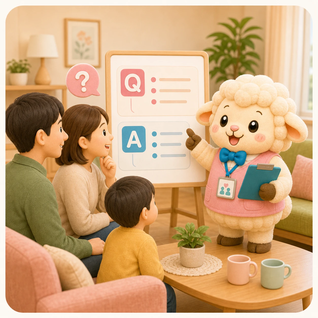 よくある質問で使うひつじのキャラクターイラスト