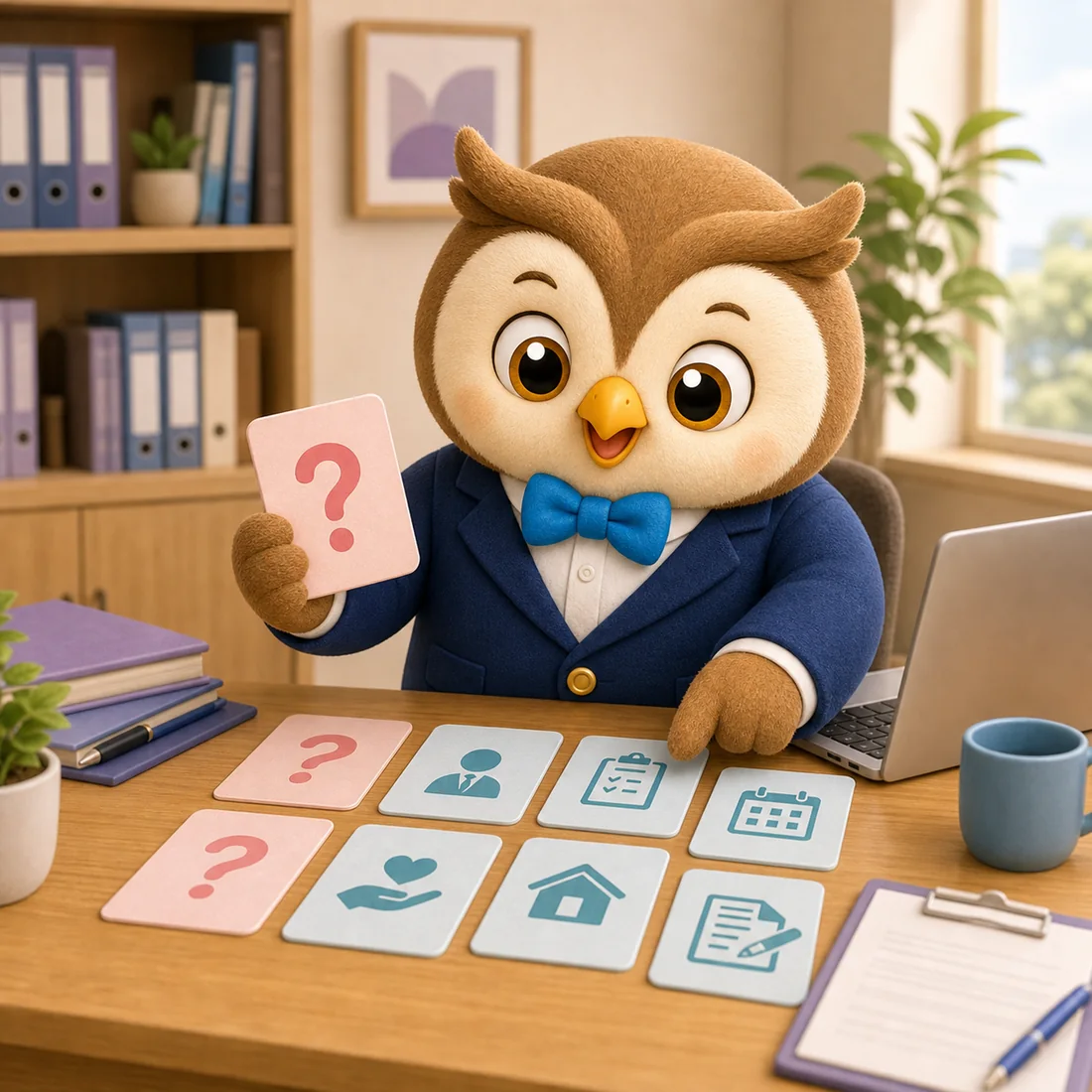 よくある相談で使うふくろうのキャラクターイラスト