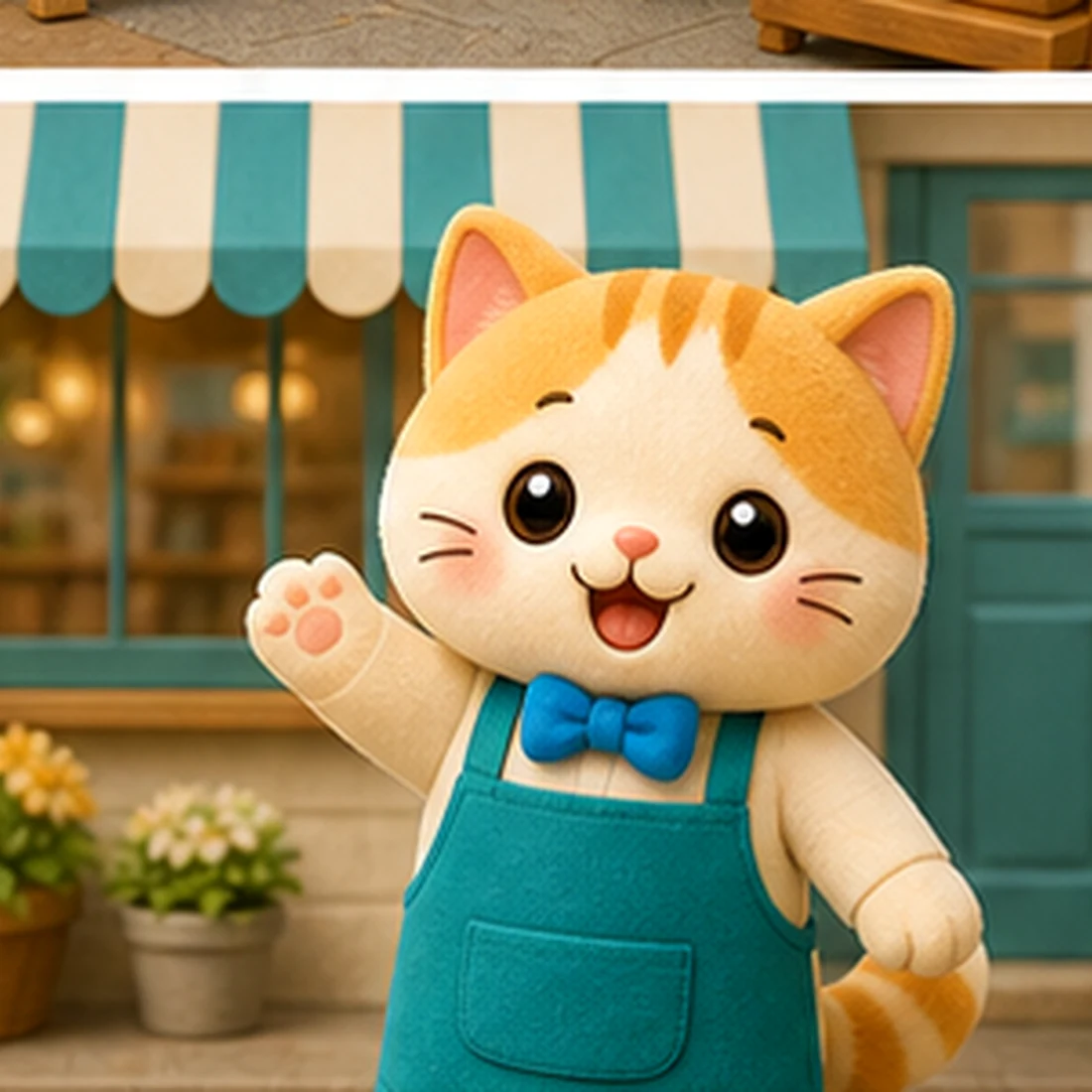 ねこのキャラクターがお店らしさを伝えているイラスト