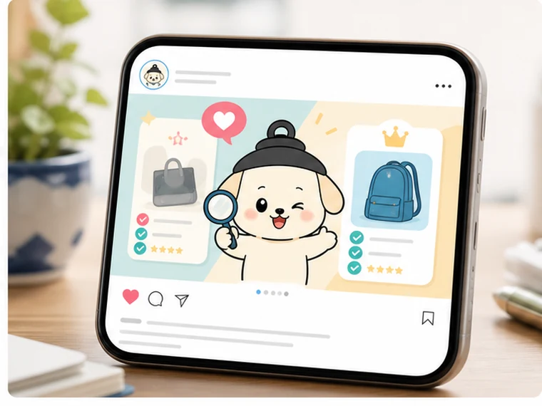 商品紹介投稿をスマホで表示している利用イメージ